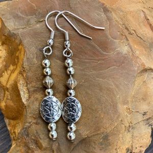 Handmade Tibetan Silver Dangle Pierced Earrings